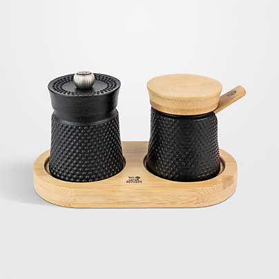 Peugeot Bali Black Cast Iron Pepper Mill and Salt Cellar Set