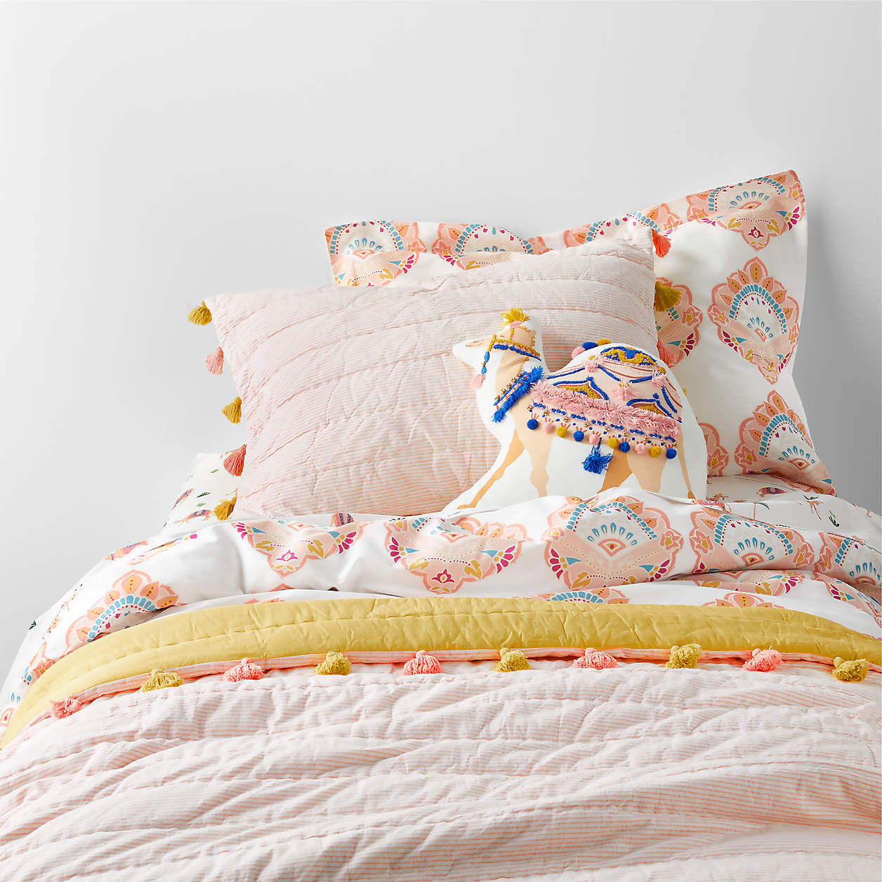 Peya Kids Organic Full/Queen Pink MicroStriped Quilt by John Robshaw