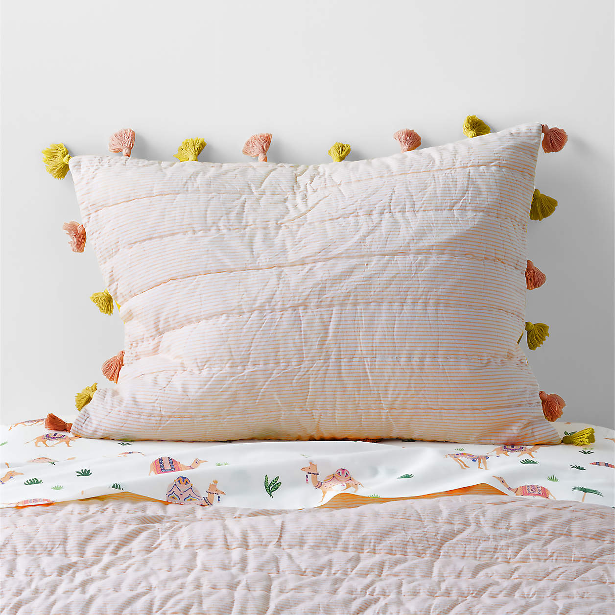 Peya Kids Organic Pink MicroStriped Pillow Sham by John Robshaw