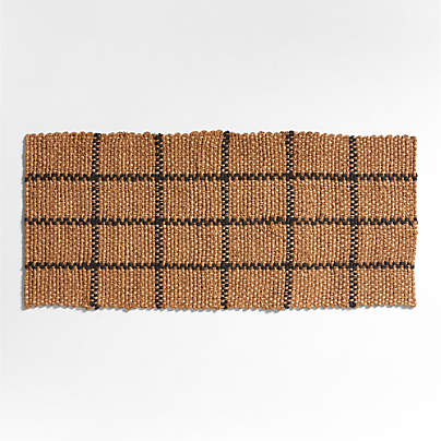 Picnic Stripe Coir Textured Black and Natural Indoor/Outdoor Double Doormat 24"x57"