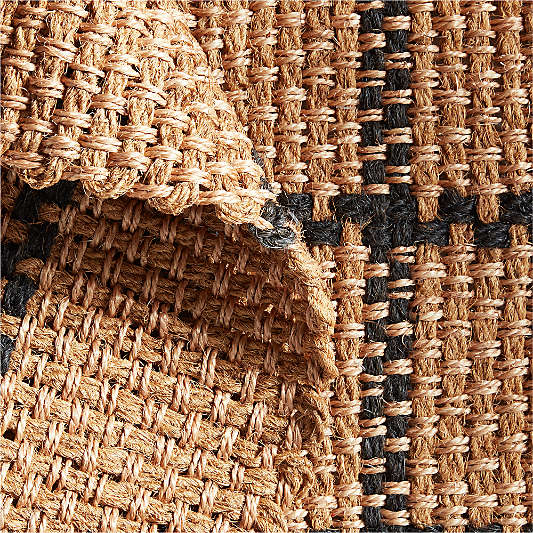 Picnic Stripe Coir Textured Black and Natural Indoor/Outdoor Double Doormat 24"x57"