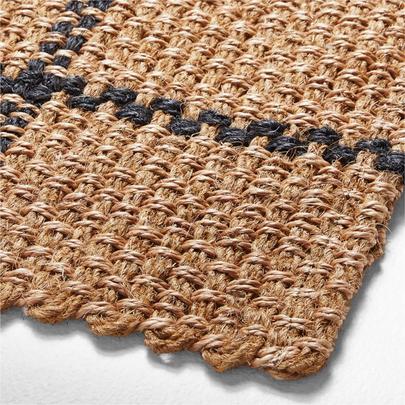 Picnic Stripe Coir Textured Black and Natural Indoor/Outdoor Doormat 18"x30" - image 2 of 4