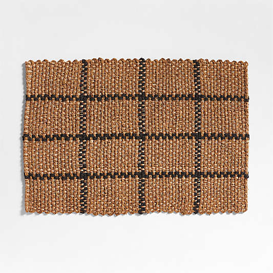 Picnic Stripe Coir Textured Black and Natural Indoor/Outdoor Doormat 24"x36"
