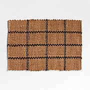 Picnic Stripe Coir Textured Black and Natural Indoor/Outdoor Doormat 24"x36"