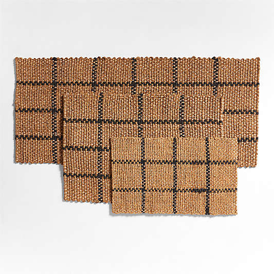 Picnic Stripe Coir Textured Black and Natural Indoor/Outdoor Doormats