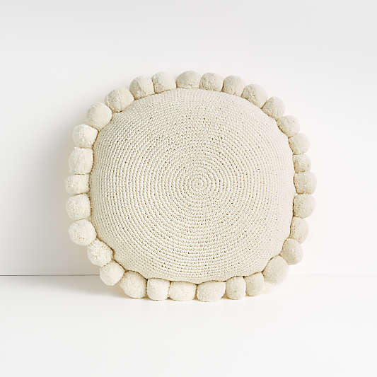 Pico 18" Ivory Round Pom Pom Pillow