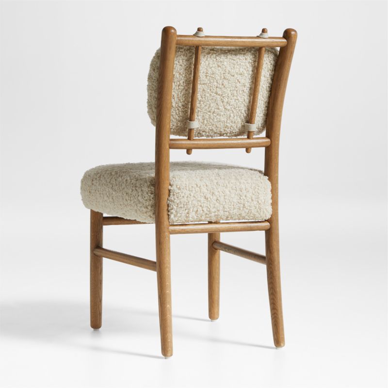 Pierre Light Brown Oak Wood Dining Side Chair with Faux Shearling - image 7 of 9