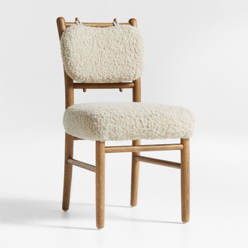 Pierre Light Brown Oak Wood Dining Side Chair with Faux Shearling - image 5 of 9