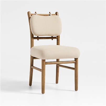 Pierre Light Brown Oak Wood Linen Upholstered Dining Side Chair