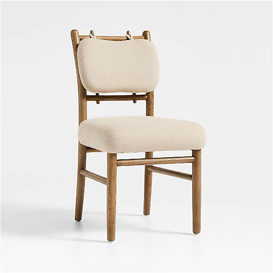 Pierre Light Brown Oak Wood Linen Upholstered Dining Side Chair