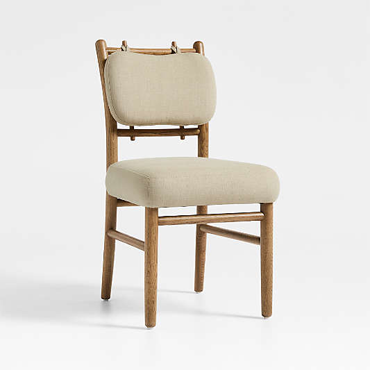 Pierre Light Brown Oak Wood Linen Upholstered Dining Chair