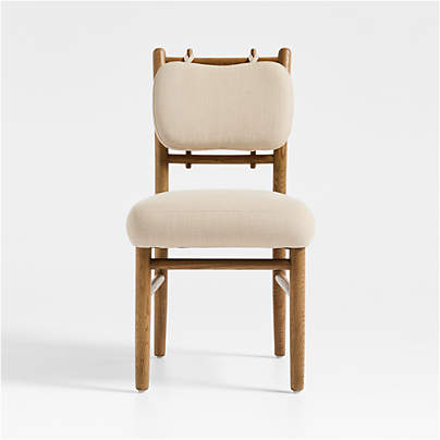 Pierre Light Brown Oak Wood Linen Upholstered Dining Side Chair
