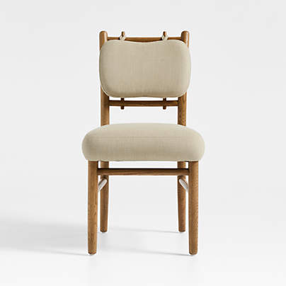 Pierre Light Brown Oak Wood Linen Upholstered Dining Side Chair