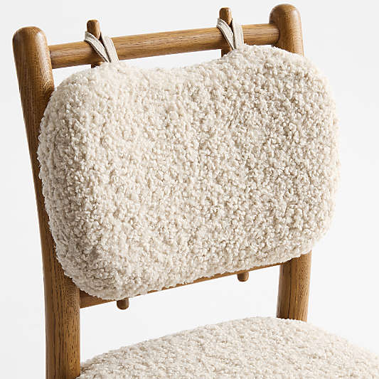 Pierre Light Brown Oak Wood Dining Counter Stool with Faux Shearling