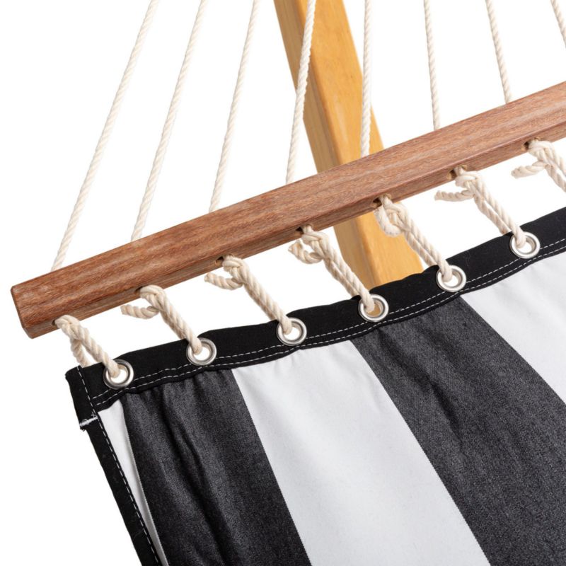 Pillowtop Black Stripe Outdoor Hammock with Stand - image 2 of 8