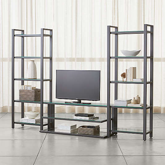 Pilsen 52" Graphite Media Console with 2 Bookcases