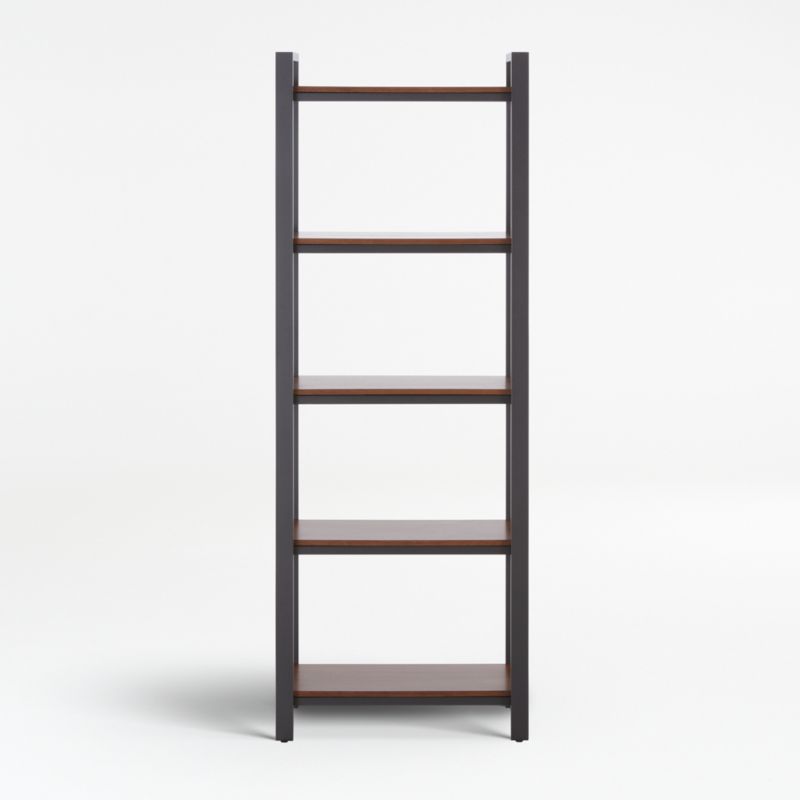 Pilsen Graphite Bookcase with Walnut Shelves