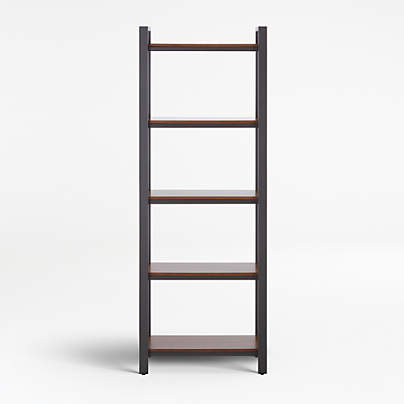 Pilsen Graphite Bookcase with Walnut Shelves