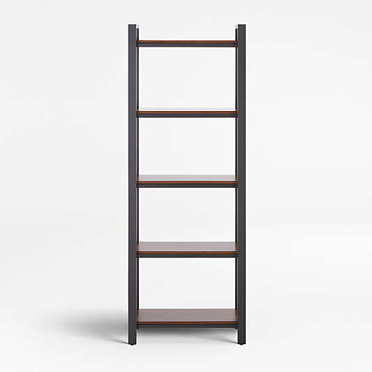 Pilsen Graphite Bookcase with Walnut Shelves