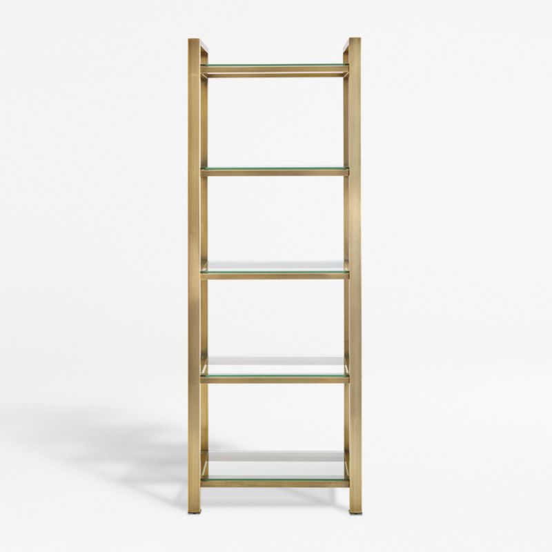 Pilsen Brass Bookcase with Glass Shelves + Reviews | Crate & Barrel