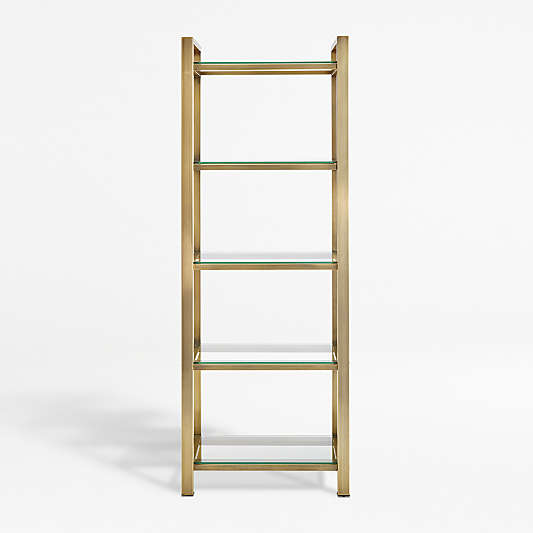 Pilsen Brass Bookcase with Glass Shelves