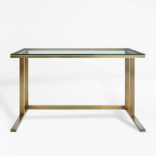 Pilsen Brass Desk with Glass Top