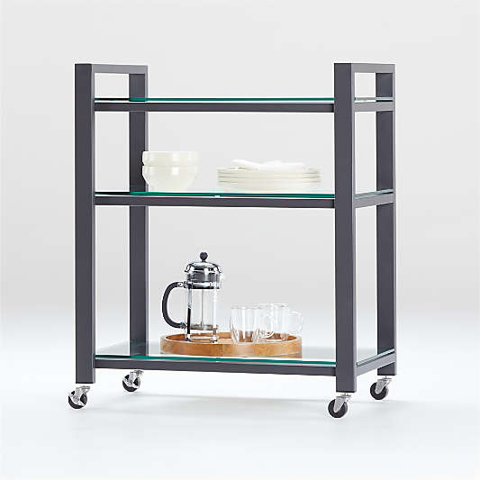 Pilsen Graphite Cart with Glass Shelves