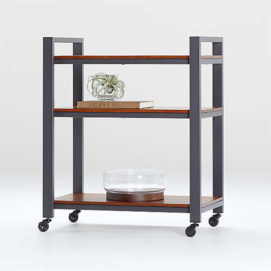 Pilsen Graphite Cart with Walnut Shelves