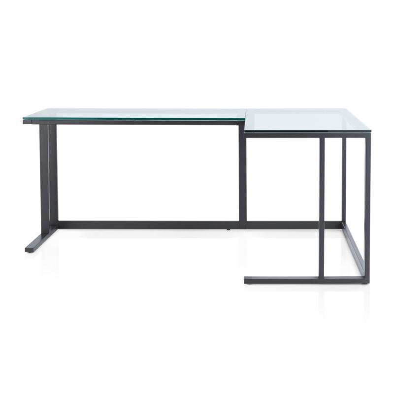 Pilsen Graphite L-Shaped Desk with Glass Top