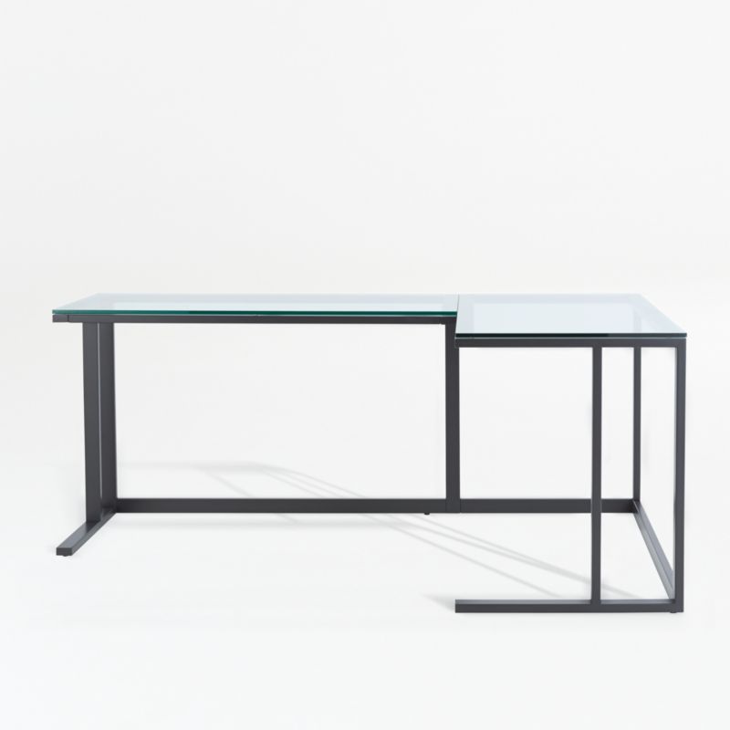 Pilsen Graphite Corner Desk with Glass Top + Reviews | Crate & Barrel