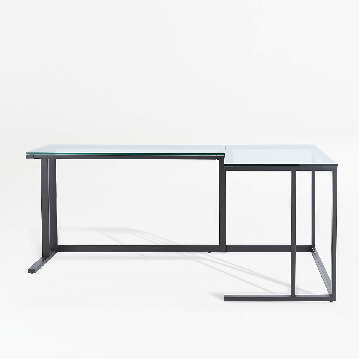 Ansigt opad Shaded Muldyr Pilsen Graphite Corner Desk with Glass Top + Reviews | Crate & Barrel