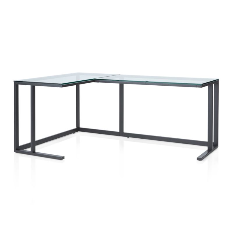 Pilsen Graphite L-Shaped Desk with Glass Top