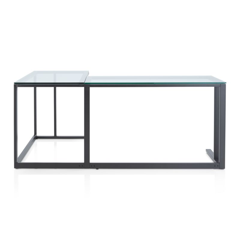 Pilsen Graphite L-Shaped Desk with Glass Top