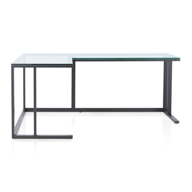 Pilsen Graphite L-Shaped Desk with Glass Top