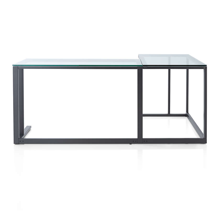 Pilsen Graphite Corner Desk with Glass Top + Reviews | Crate & Barrel