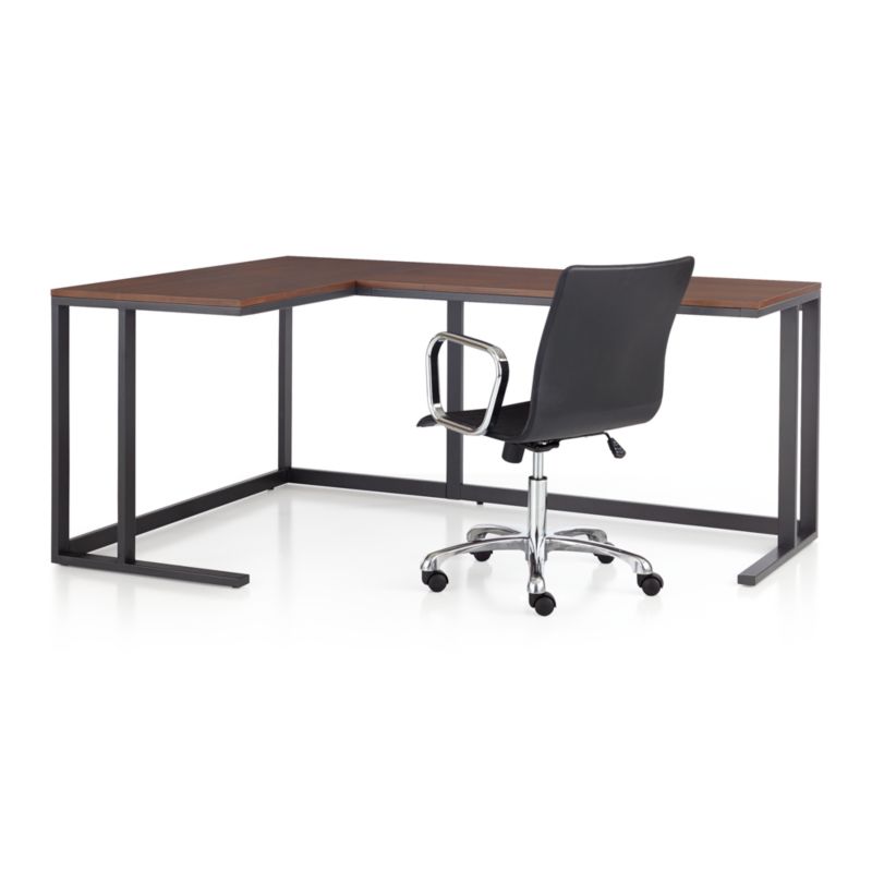 Pilsen L-Shaped Desk with Walnut Top + Reviews | Crate & Barrel