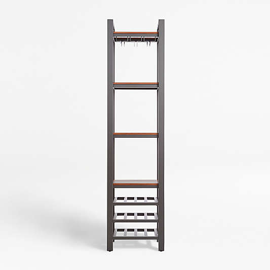 Pilsen Graphite Modular Wine Tower with Walnut Shelves