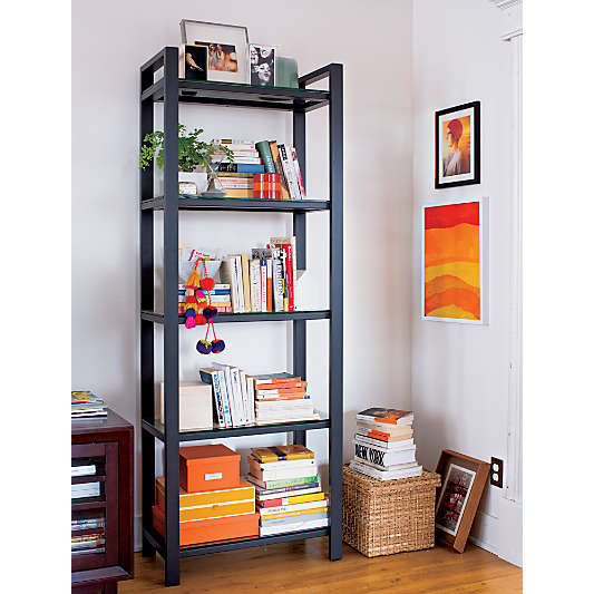 Pilsen Graphite Bookcase with Glass Shelves