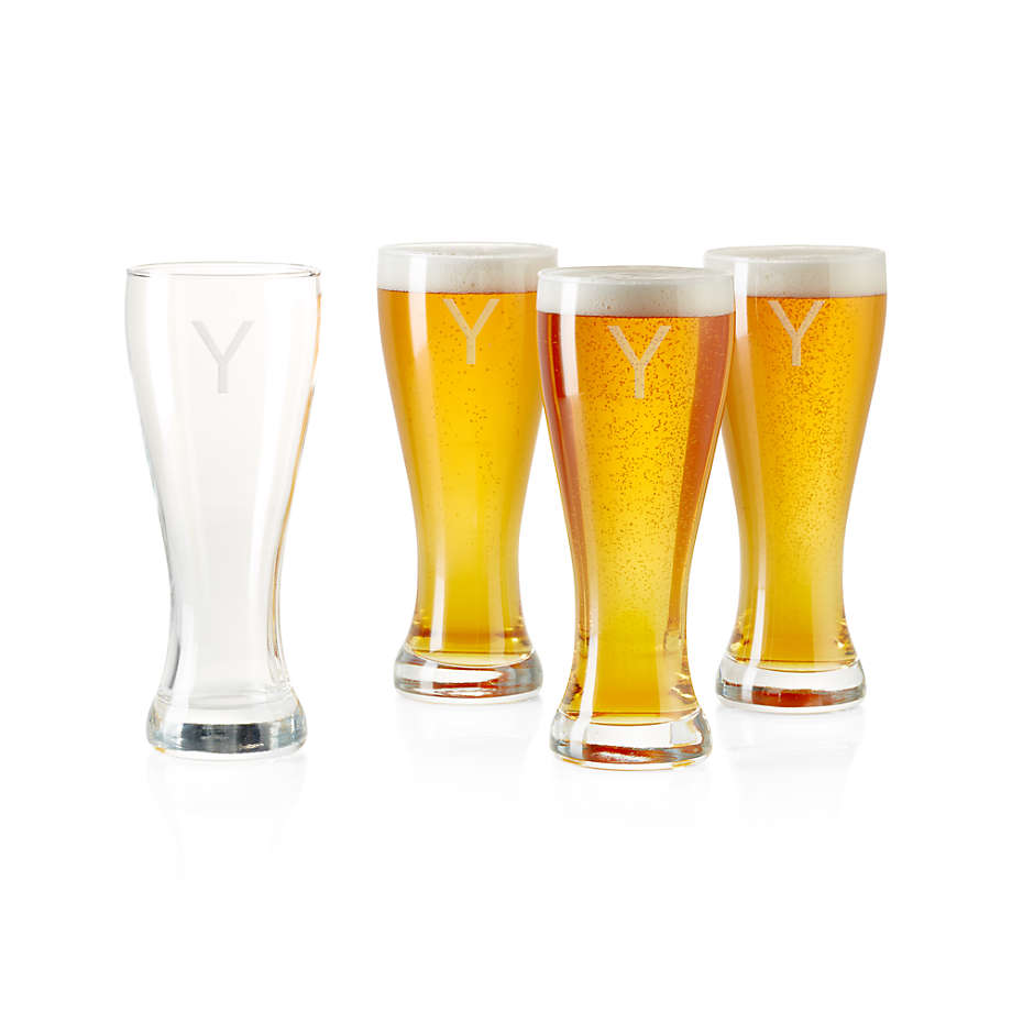 monogrammed pilsner beer glasses