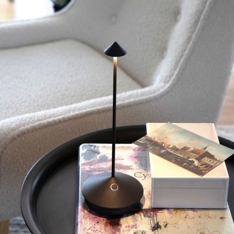 Pina Pro Dark Grey Metal Table Lamp by Zafferano America