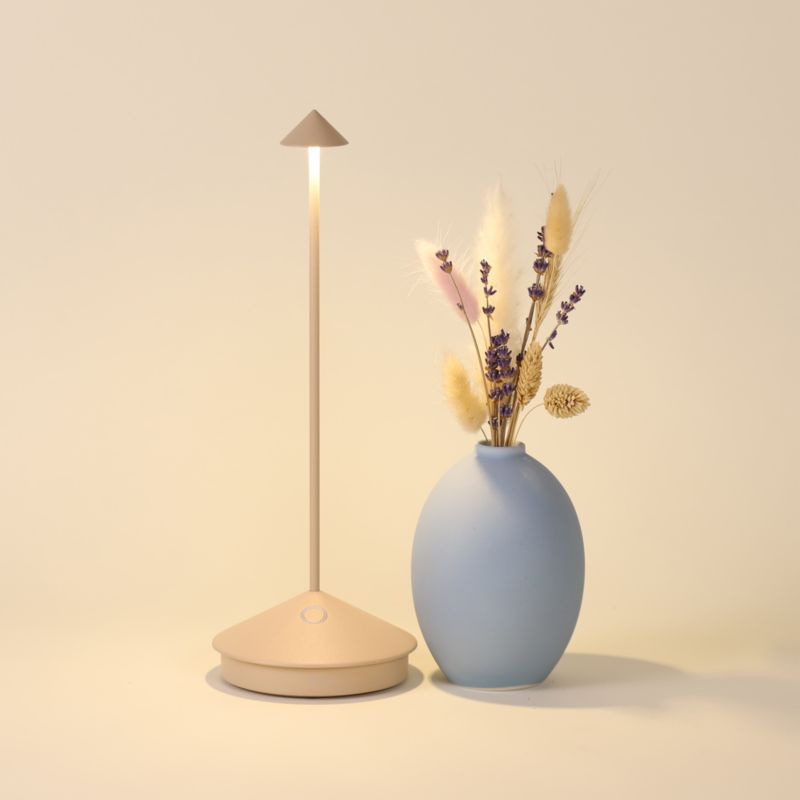 Pina Pro Sand Brown Metal Table Lamp by Zafferano America