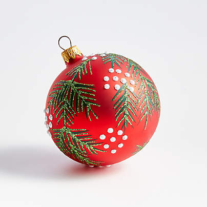 Pine Bough Red Ball Christmas Tree Ornament