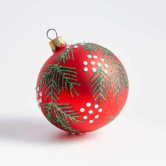 Pine Bough Red Ball Christmas Tree Ornament