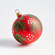 Pine Bough Red Ball Christmas Tree Ornament