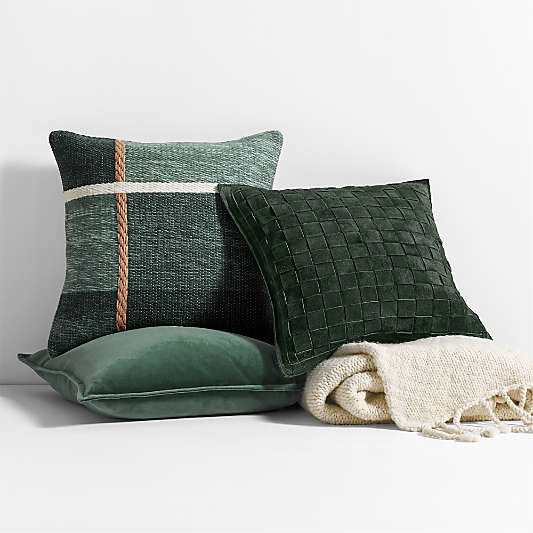 Pine Green Holiday Throw Pillow Arrangement