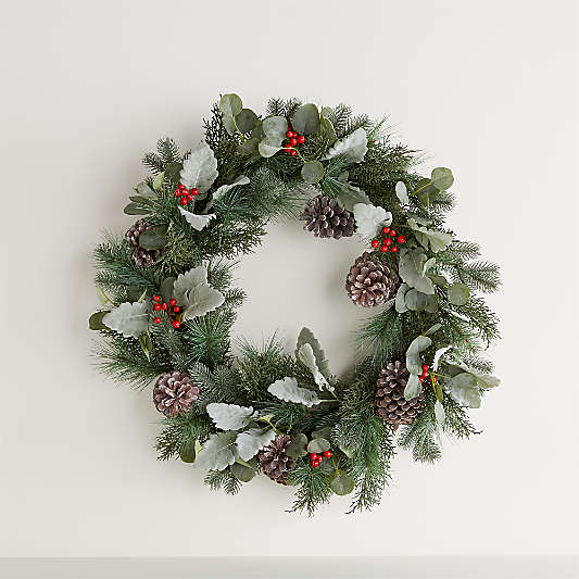 Pre-Lit Pine Cone and Berry Wreath