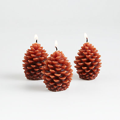 View Mini Pinecone Candles, Set of 3 details