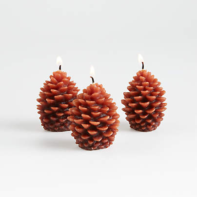 Mini Pinecone Candles, Set of 3