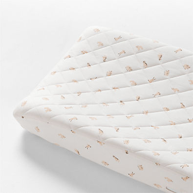 View Baby's First Pink Animal Organic Cotton Heathered Jersey Baby Changing Pad Cover details