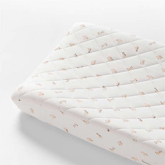 Baby's First Pink Animal Organic Cotton Heathered Jersey Baby Changing Pad Cover